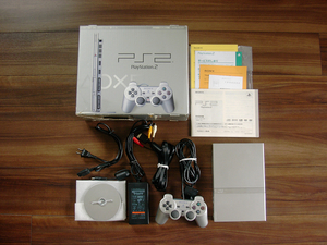PlayStation2 (SCPH-75000) サテン シルバー 箱付 付属品全て有り 動作確認済み (PS2/プレイステーション2/ソニー/SONY)