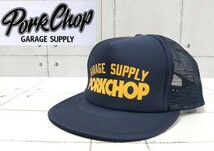 PORKCHOP キャップ 帽子 CAP GARAGE SUP PLY PORK CHOP ポークチョップ ネイビー イエロー メッシュキャップ OTTO_画像1