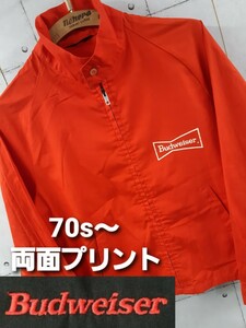 70s～ Budweiser 両面プリント sir jac スイングトップ ヴィンテージ バドワイザー ジャケット PRIDEジップ PABST MILLER 