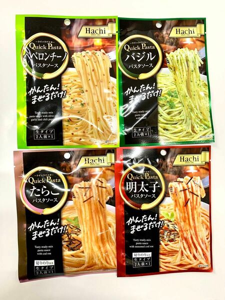 Hachi ハチ食品 クイックパスタ ペペロンチーノ バジル　明太子　たらこ　4個セット