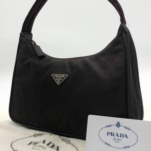 1円〜【希少品】PRADA プラダ ハーフムーン アクセサリーポーチ ミニハンドバッグ 三角ロゴ ナイロン 