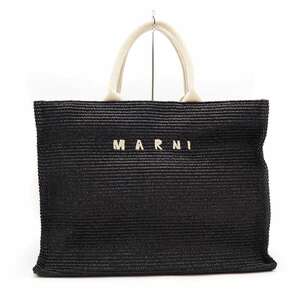 MARNI マルニ EAST-WEST Large tote ロゴ ラフィア2WAY ラージトートバッグ SHMQ0034U1 P3860 ブラック ITLH9180IX38