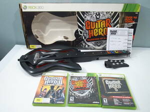 ●XBOX360 GUITAR HERO WARRIORS OF ROCK コントローラー　ギターヒーロー ソフトまとめて 海外版 ※動作未確認