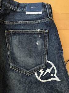 denim by vanquish & fragment design 藤原ヒロシ フラグメント テーパード クロップドダメージデニムパンツ32 