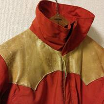 70s Rocky Mountain FeatherBed ロッキーマウンテンフェザーベッド マウンテンパーカー ジャケット レザー ヨーク XS 赤 ビンテージ 希少_画像6