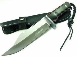 S032A★SR KNIVES(エスアール ナイフ) フルタング・ハンティング シースナイフ 5mm厚ブレード　積層ウッド パラコード付き