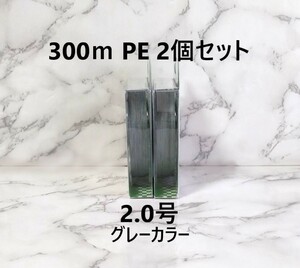 2個セット PEライン 2.0号 300ｍ グレー 灰色 1円 2号 よつあみ 4本編み 釣り糸 タイラバ ジギング 300メートル