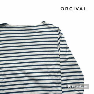 ORCIVAL（オーシバル）　ボーダーカットソー ワンポイントロゴ　厚手　古着