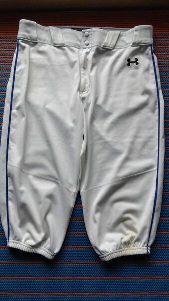 アンダーアーマー UNDER ARMOUR 野球 パンツ ショート 青 ブルー 白 ホワイト XL XO ユニフォーム ライン
