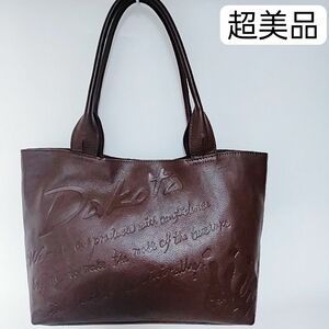 未使用に近い　超美品　超希少　ダコタ　トートバッグ　ブラウン　レザー　ロゴ レザー