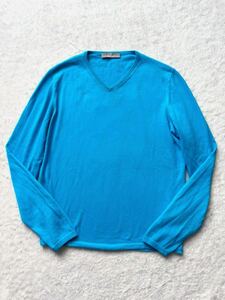 Cruciani size44 Италия производства хлопок V шея свитер мужской голубой kru Cheer -ni синий 