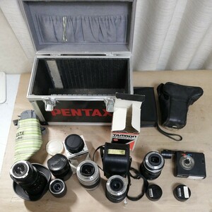 動作未確認 カメラレンズ 5個フラッシュカメラ 1つ 纏め売パナソニック panasonic ミノルタ　tamron Nikon ジャンク品　ケース　22107w