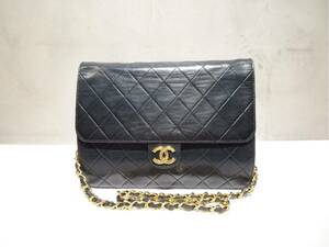 CHANEL マトラッセ22 ラムスキン プッシュロック ブラック ゴールド金具 チェーンショルダーバッグ