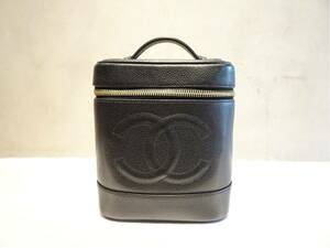 CHANELteka here Mark caviar s gold vanity bag black Gold metal fittings serial seal equipped 