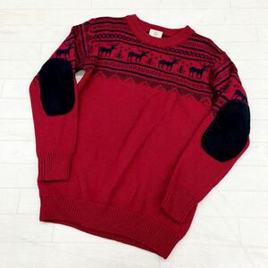 1328* BEAUTY&YOUTH UNITED ARROWS United Arrows pull over knitted sweater part corduroy red men's S