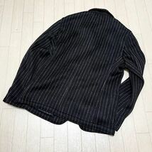 和210★ MEN'S BIGI ESSENTIAL GARMENT メンズビギ ニット 裏起毛 テーラードジャケット M メンズ ブラック_画像2