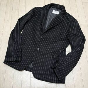 和210★ MEN'S BIGI ESSENTIAL GARMENT メンズビギ ニット 裏起毛 テーラードジャケット M メンズ ブラック