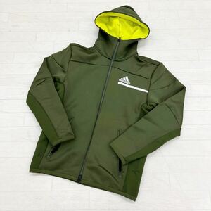 1346◎ adidas アディダス トップス ジャケット アウター フルジップ 長袖 ロゴ プリント カジュアル カーキ メンズM