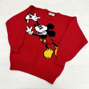 1356◎ ERNY Disney エルニー ディズニー トップス プルオーバー ニット セーター ミッキーマウス レッド メンズM