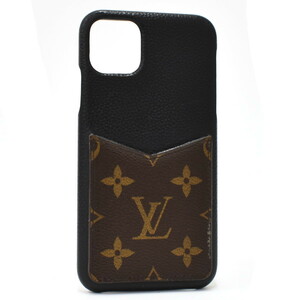 1円 ◆ 美品 LOUIS VUITTON ルイヴィトン スマホケース iPhone 11Pro MAX バンパー M69097 レザー ブラック◆E.Biem.tI-11