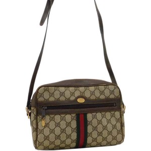 1円 ■ グッチ ショルダーバッグ 010・378 PVC ベージュ系 シェリー GGスプリーム GUCCI ■E.Bgo.tI-13