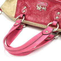 1円 ◆極美品 COACH コーチ 2Wayバッグ マディソンオプアートクレア 14335 ナイロン×レザー ベージュ×ピンク◆E.Bip.s1-01_画像7