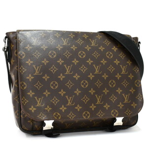 1円 ◎美品 LOUIS VUITTON ルイヴィトン クラレンス ショルダーバッグ メッセンジャー M40936 マカサー ブラウン◎E.Clsg.oR-24