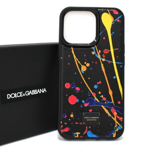 1円 ◆新品同様 DOLCE＆GABBANA ドルチェ&ガッバーナ iPhone 13 13 Proケース スマホケース ペイント ブラック◆E.Bes.zE-02