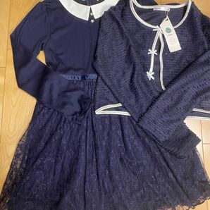 卒服　フォーマル　ワンピース　キッズ　ikka ボレロ　セット　発表会　ドレス　ネイビー　150 新品タグ付き