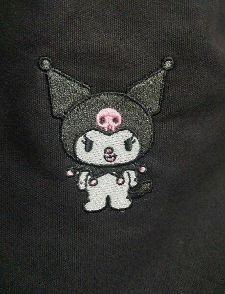 クロミ 刺繍 オーガンジーフリル 巾着トートバッグ 黒 ブラック /サンリオ マイメロディ・クロミちゃん
