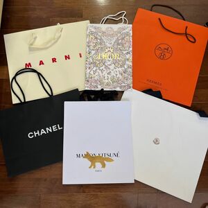 エルメス シャネル ディオール モンクレール 等 ブランド ショップ袋　6点 紙袋 HERMES