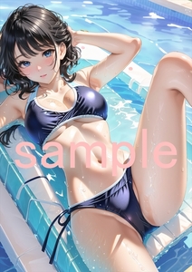 J492 水着 オリジナルイラスト 女子高生 同人 光沢高品質 A4サイズ 美少女 美乳 美尻 イラストアート ポスター セクシーアート フェチ