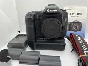【NY031】 [美品] Canon / キャノン / EOS 40D ボディ/ BATTERY GRIP BG-E2N / 取説 / バッテリー3個 / ストラップ