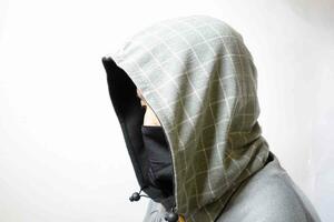 新品 NECK HOODIE 撥水加工フェイスマスク付き リバーシブルネックフーディー ヘルメット装着時にも対応 フリーサイズ グレイ