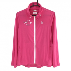 【美品】マンシングウェア ジャケット ピンク 薄手 ストレッチ 防風 レディース M ゴルフウェア Munsingwear