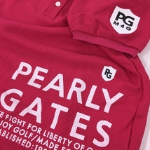 パーリーゲイツ 半袖ポロシャツ ピンク×白 シリコンワッペン レディース 0(S) ゴルフウェア 2023年モデル PEARLY GATES_画像3