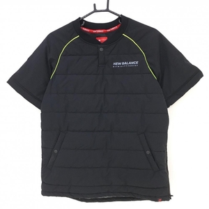  New balance Golf short sleeves cotton inside jacket black × yellow back Logo THERMOLITE men's 5(L) Golf wear New Balance