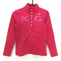 カッパ 長袖ハイネックシャツ ピンクレッド スナップボタン 裏微起毛 ストレッチ レディース M ゴルフウェア Kappa_画像1