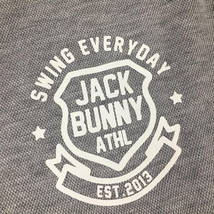 【美品】ジャックバニー 長袖ハイネックシャツ ライトグレー×白 微起毛素材 アクリル混 メンズ 4(M) ゴルフウェア Jack Bunny_画像3