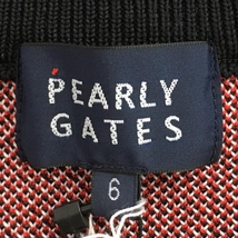 【新品】パーリーゲイツ セーター レッド×黒 チェック ニット ウール混 日本製 袖ロゴ メンズ 6(XL) ゴルフウェア PEARLY GATES_画像6