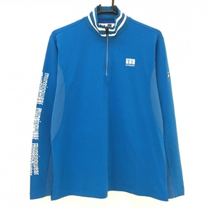 マンシングウェア 長袖ハイネックシャツ ブルー×白 ネックライン ハーフジップ メンズ L ゴルフウェア Munsingwear
