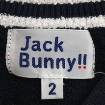 ジャックバニー ニットベスト ネイビー×白 Vネック コットン混　 レディース 2(L) ゴルフウェア Jack Bunny_画像4