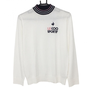 [ новый товар ] Le Coq с высоким воротником свитер белый × чёрный Logo .... суфле Touch женский M Golf одежда le coq sportif