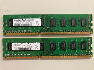 ★２枚セット★ SanMax Technologies PC3-10600U DD3 SDRAM 2GB × ２枚（計４G)