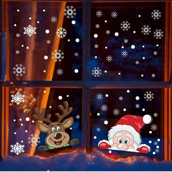 クリスマス サンタさん トナカイ 装飾 飾り 窓 ステッカー シール 冬 ウォールステッカー