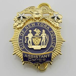 【NYPD】米国　ニューヨーク市警察　専用ピンバッジ ASSISTANT CHIEF(役職アシスタントチーフ) レプリカ