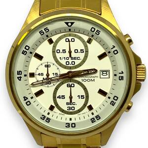 ■稼働品　SEIKO セイコー 腕時計 SKS632P1　ホワイト ゴールド　クロノグラフ　4T57-00J0　クオーツ　動作確認済