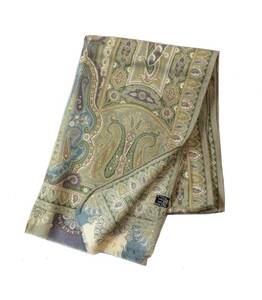 ETRO Etro ITALY made wool silk stole muffler shawl peiz Lee pattern total pattern beige group postage 250 jpy (ma)