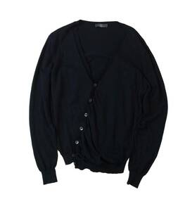 McQ Alexander Mcqueen Mac cue Alexander McQueen design cardigan asimeto Lee cotton knitted black M (ma)