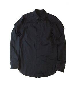 JULIUS ユリウス 17SS Brassard Shirt BLACK ドッキング デザイン 長袖シャツ ブラック 黒 コットン 薄手 1